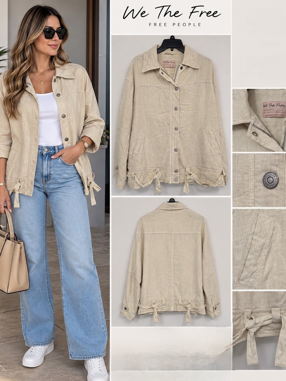 We The Free Beige Utility Jacket